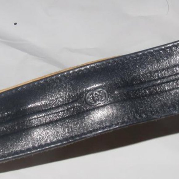 Vintage Early Gucci Navy Blue Chrome Buckle